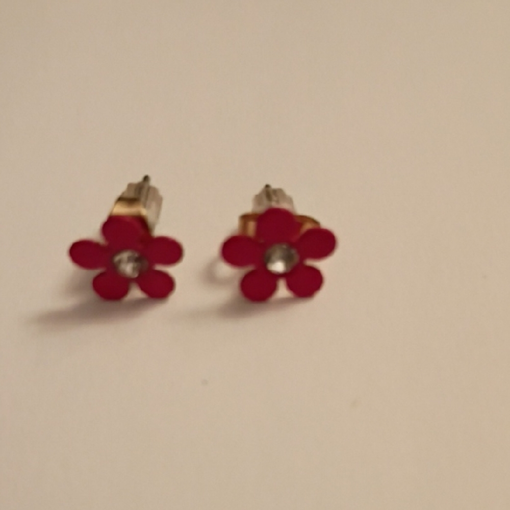 Charming Red Flower Earrings for Kids